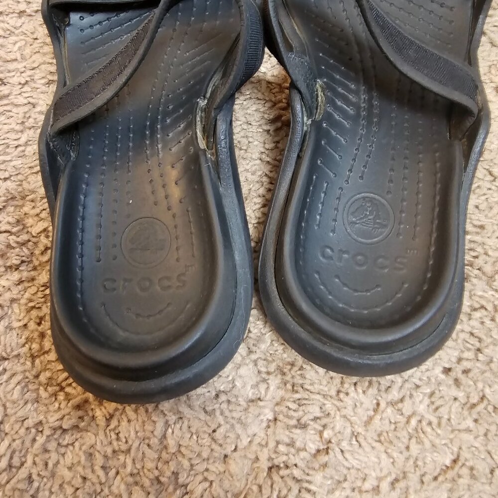Crocs Cleo Womens 8 Black Double Strap Slide Sandals Open Toe Flat - Picture 5 of 7